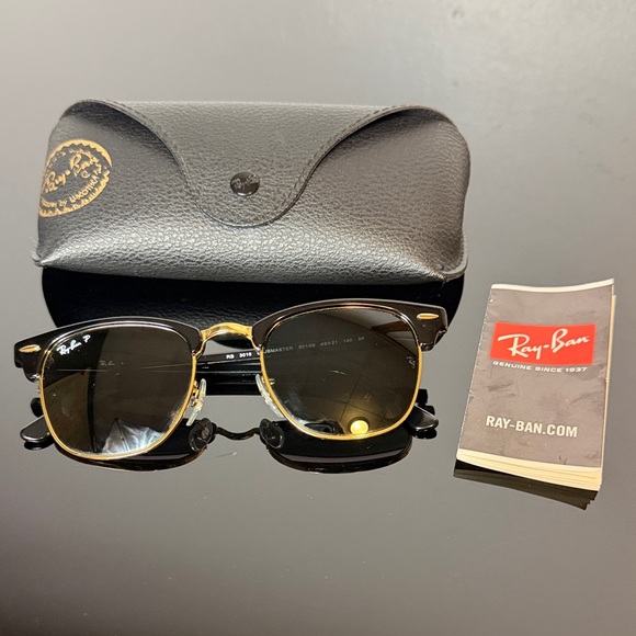 Ray-Ban Polarized Club Master Black and Gold Sunglasses - Picture 13 of 13